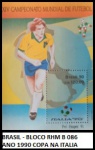 BRASIL - BLOCO RHM B 086 ANO 1990 COPA NA ITALIA    -  BLOCO EM ESTADO MINT DE CONSERVAÇÃO
