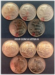 LOTÃO  DE MOEDAS DE 5 CENTAVOS DO REAL DO ANO 2019 COM  LETRA A - LETRA A ROYAL DUTCH MINT