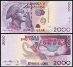 ALBANIA - CEDULA MUITO ESCASSA DO ANO 2011 BELISSIMA DE 2000 LEKE EM ESTADOP FLOR DE ESTAMPA DE CONSERVAÇÃO