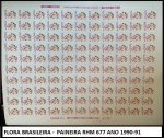 FLORA BRASILEIRA - PAINEIRA RHM 677 ANO 1990-91 - FOLHA COMPLETA COM 110 SELOS EM ESTADO MINT DE CONSERVAÇÃO
