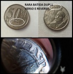 RARA MOEDA DO BRASIL DE 50 CENTAVOS DO ANO 1998  COM VARIANTE BATIDA DUPLA VERSO E REVERSO  - MOEDA EM EXCELENTE ESTADO DE CONSERVAÇÃO