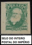 IMPÉRIO - SELO DO INTEIRO POSTAL D PEDRO DE 200 RÉIS  -  EM ESTADO BELISSIMO DE CONSERVAÇÃO CONFORME A FOTO EXIBIDA