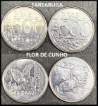 FAUNA BRASIL - PAR DE MOEDAS DA TARTARUGA MARINHA DO ANO 1982 EM ESTADO FLOR DE CUNHOP DE CONSERVAÇÃO