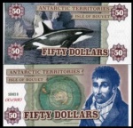 ILHA DE BOUVET - TERRITORIOS ANTARTICOS - CEDULA FANTASIA EM ESTADO FLOR DE ESTAMPA DE CONSERVAÇÃO DE 50 DOLLARS DO ANO 2014