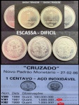 1 CENTAVO MUITO ESCASSO - PAR DE MOEDAS DO CRUZADO MENOR TIRAGEM DA SÉRIE DE 1 CENTAVO DO ANO 1987-1988 EM ESTADO FLOR DE CUNHO DE CONSERVAÇÃO
