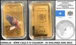 SOMALIA - SÉRIE CAÇA E O CAÇADOR - 25 SHILLINGS ANO 2013 - PEÇA NO ACRILICO EM ESTADO FLOR DE CUNHO DE CONSERVAÇÃO!