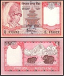 NEPAL - CEDULA EM ESTADO FLOR DE ESTAMPA DE CONSERVAÇÃO DE 5 RUPEES  ANO 2005