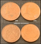 ESCASSAS MOEDAS DE 1 CENTAVO DE 1998 E 1999 COM VARIANTES REVERSOS INCLINADOS