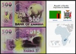 ZAMBIA CEDULA FANTASIA DE 500 Kwacha DO ANO 2015 EM POLIMERO  - EM ESTADO FLOR DE ESTAMPA DE CONSERVAÇÃO