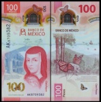 MEXICO CEDULA EM POLIMERO DE 100 PESOS DO ANO 2020 - EM ESTADO FLOR DE ESTAMPA DE CONSERVAÇÃO!