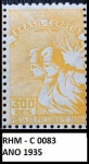 BRASIL - SELO RHM C 0083 DO ANO 1935 - SELO EM ESTADO MINT DE CONSERVAÇÃO