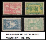 PRIMEIROS SELOS COMEMORATIVOS DO BRASIL RHM 1-2-3-4 VALOR CAT R$ 400 -  MUITO ESCASSA EM ESTADO MINT DE CONSERVAÇÃO