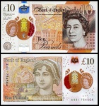 GREAT BRITAIN - INGLATERRA - CEDULA EM POLIMERO DE 10 POUNDS DO ANO 2017 - EM ESTADO FLOR DE ESTAMPA  DE CONSERVAÇÃO
