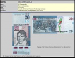GUATEMALA - CEDULA DE 20 QUETZALES DO ANO 2021 - BÉLISSIMA AVE QUETZAL NO REVERSO - EM ESTADO FLOR DE ESTAMPA DE CONSERVAÇÃO