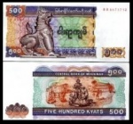MIANMAR - BIRMANIA - BURMA CEDULA DE  500 Kyats DO ANO 2004- EM ESTADO FLOR DE ESTAMPA  DE CONSERVAÇÃO
