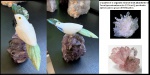 BÉLISSIMA OBRA ESCULPIDA EM QUARTZO SOBRE BASE DE AMETISTA COM 7 CM DE ALTURA  EM BÉLISSIMO ESTADO CONSERVAÇÃO!!