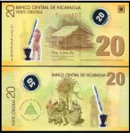 NICARAGUA  CEDULA EM POLIMERO DE 20 CORDOBAS DO ANO    - CEDULA EM POLIMERO CEDULA   EM ESTADO FLOR DE ESTAMPA DE CONSERVAÇÃO