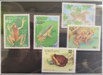 SÉRIE DE SELOS DO LAOS COM TEMA FAUNA - SELOS EM ESTADO MINT DE CONSERVAÇÃO