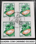 COCO - QUADRA COM CARIMBO ESCASSO DO SELO RHM 756 - EM ESTADO MINT DE CONSERVAÇÃO