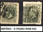 IMPÉRIO D PEDRO RHM 055 - PAR DE SELOS COM BELOS CARIMBOS MUDOS E VARIANTE DE TAMANHO EM BÉLISSIMO ESTADO DE CONSERVAÇÃO!!!