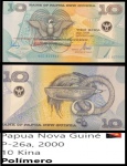 PAPUA NOVA GUINÉ CEDULA EM POLIMERO DE 10 KINA ANO 2000 VIRADA DO MILENIO  - EM ESTADO FLOR DE ESTAMPA DE CONSERVAÇÃO