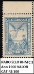 BRASIL RARO SELO RHM C 3 DO ANO 1900 VALOR CAT R$ 100 - SELO EM ESTADO MINT DE CONSERVAÇÃO!