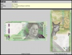 PERU CEDULA HOMENAGEM A CHABUCA GRANDA  DO ANO 2019 ESCASSA NO VERSO  VICUNA E FLORES  EM ESTADO FLOR DE ESTAMPA DE CONSERVAÇÃO