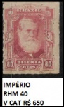 IMPÉRIO SELO ESCASSO D PEDRO RHM 40 VALOR CATÁLOGO R$ 650 REAIS - SELO EM BÉLISSIMO ESTADO DE CONSERVAÇÃO SEM CARIMBO CONFORME A FOTO EXIBIDA