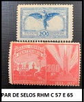 PAR DE SELOS RHM C 57 E 65 DO ANO 1933 E 34  -   EM ESTADO MINT DE CONSERVAÇÃO CONFORME A FOTO EXIBIDA!!!