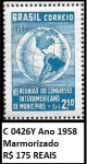 BRASIL SELO MARMORIZADO RHM C 0426 Y ANO 1958 - VALOR CAT R$ 175 - EM ESTADO MINT DE CONSERVAÇÃO