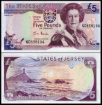 ILHAS JERSEY 5 POUNDS SERIE RAINHAS  ANO 2000 - EM ESTADO FLOR DE ESTAMPA DE CONSERVAÇÃO