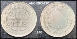 ESCASSA MOEDA  DE 200 RÉIS DO ANO 1896 EM BÉLISSIMO ESTADO DE CONSERVAÇÃO CONFORME FOTO EXIBIDA