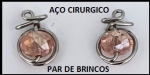 PAR DE BRINCOS EM AÇO CIRURGICO COM A PEDRA MORGANITA