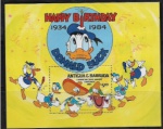 DISNEY - BLOCO DE ANTIGUA BARBUDA ESCASSO COM PATO DONALD COM ESTILOS