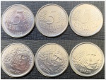 SÉRIE  DE  MOEDAS DO REAL DE 5 CENTAVOS  - MOEDAS EM EXCELENTE ESTADO DE CONSERVAÇÃO