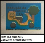 BRASIL SELO ESCASSO COM VARIANTE DE DESLOCAMENTO NO SELO RHM 864 ANO 2015 SELO EM ESTADO MINT DE CONSERVAÇÃO