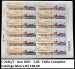BRASIL FOLHA COMPLETA RHM C 2436-7 - Ano 2001 -  Catálogo Marca R$ 168,00  - FOLHA  EM ESTADO MINT DE CONSERVAÇÃO