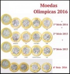 BRASIL - OLIMPÍADAS 2016 - SÉRIE COMPLETA COM AS 16 MODALIDADES - BELÍSSIMAS E EM EXCELENTE ESTADO DE CONSERVAÇÃO !