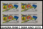 QUADRA DO ANO 1970 MUITO ESCASSA RHM C 0684  FEB VITORIA DOS ALIADOS - QUADRA  EM ESTADO  MINT  DE CONSERVAÇÃO