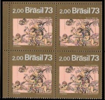 BRASIL - QUADRA DO SELO ESCASSO DO ANO 1973 EM ESTADO MINT DE CONSERVAÇÃO
