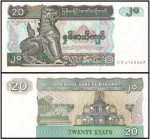 Myanmar Birmânia HOJE Burma - CÉDULA EM ESTADO FLOR DE ESTAMPA DE CONSERVAÇÃO DE  20 Kyats DO ANO 1994
