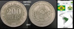 IMPÉRIO - MOEDA RARA DE 200 RÉIS DO ANO 1887 COM PATINA NATURAL EM ESTADO SOBERBO  DE CONSERVAÇÃO!