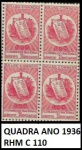 QUADRA ANO 1936 RHM C 110 QUADRA EM ESTADO MINT DE CONSERVAÇÃO CONFORME A FOTO EXIBIDA!