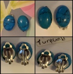 TURQUESA - PAR DE BRINCOS BÉLISSIMOS COM PRENDEDOR DE PRESSÃO EXUBERANTE AZUL