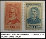 BRASIL - PAR DE SELOS RAROS RHM C 173 E 174 DE ALTO VALOR DE CAT R$ 1000,00