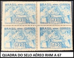 QUADRA DO SELO AÉREO RHM A 67 - SELOS  EM ESTADO MINT DE CONSERVAÇÃO CONFORME A FOTO EXIBIDA!!