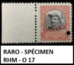 RARO SELO SPÉCIMEN RHM O - 17  -  HERMES EM ESTADO MINT DE CONSERVAÇÃO