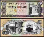 GUIANA - CEDULA EM ESTADO FLOR DE ESTAMPA DE CONSERVAÇÃO DE  20 Dollars 2006