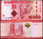 TANZANIA - CEDULA EM ESTADO FLOR DE ESTAMPA DE CONSERVAÇÃO DE 10000 SHILLING ELFU KUMI