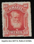 IMPÉRIO - D PEDRO SELO DE 10 RÉIS DO ANO 1877  - SELO EM BÉLISSIMO ESTADO DE CONSERVAÇÃO
